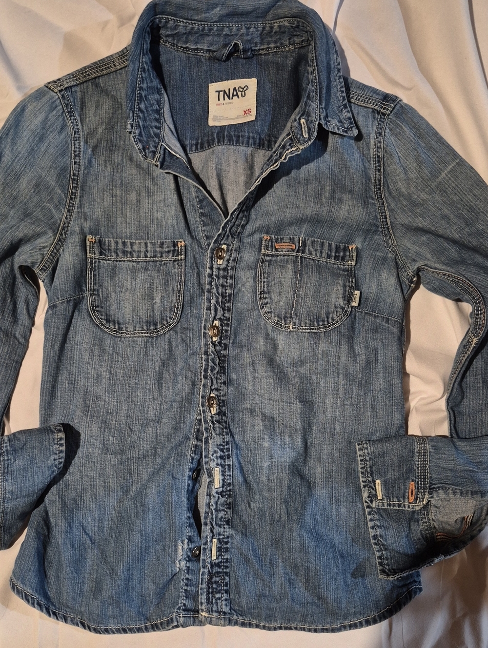 TNA Light Blue Denim Button-Down Shirt
